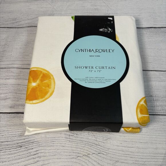 Cynthia Rowley Cotton Blend Shower Curtain 72 X 72 ORANGES Bath Decor NEW - Picture 2 of 4